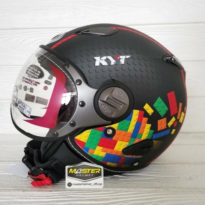 HELM KYT ELSICO #7 BLACK MATT YELLOW RED KYT HALF FACE