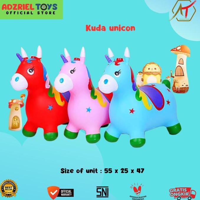 AdzrielToys Kuda Kudaan Karet Jumping Animal Mainan Anak Genjot Hewan Kuda Unicorn GANZ