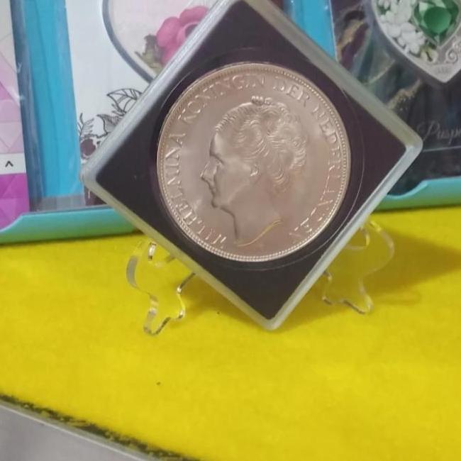 Koin kuno Perak Netherlands Curacao 2 1/2 gulden luster UNC SMR