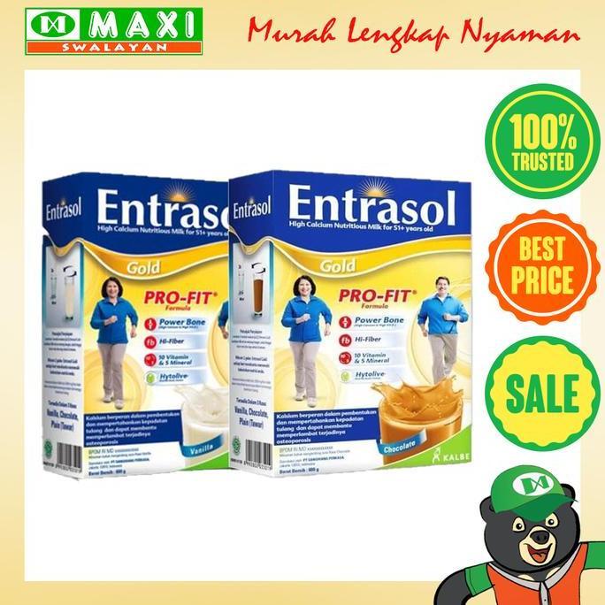 Entrasol Gold 600gr Coklat/Vanila Susu Tinggi Kalsium Profit Formula untuk Usia 50 Tahun Ke Atas SRA