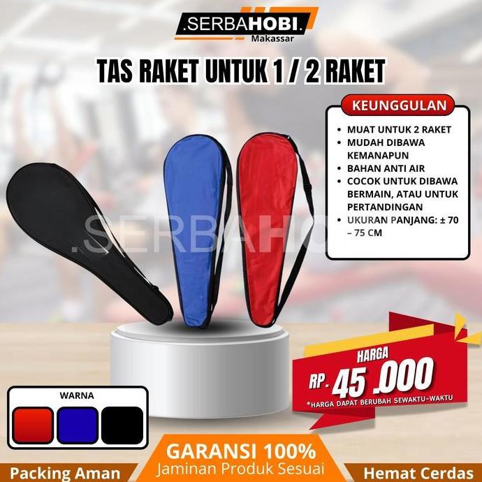 Kualitas terbaik] Tas raket satuan / Tas raket badminton untuk 1 atau 2 raket / tas selempang raket 
