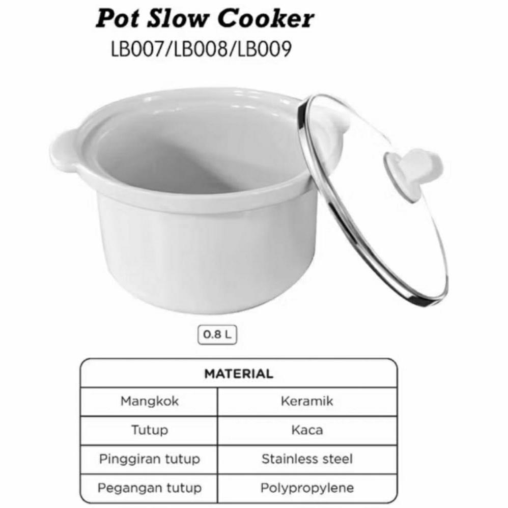 BABY SAFE Bowl Slow Cooker/ Mangkuk Keramik+Tutup BLB07 (0,8ltr) /BLB017 (1,5ltr) Aksesoris food pro