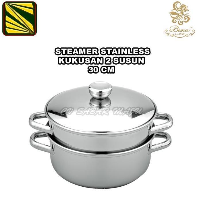 BIMA PANCI STAINLESS STEEL POT BIMA STEAMER KUKUSAN 2 SUSUN 18 CM, 20 CM , 26 CM , DAN 30 CM