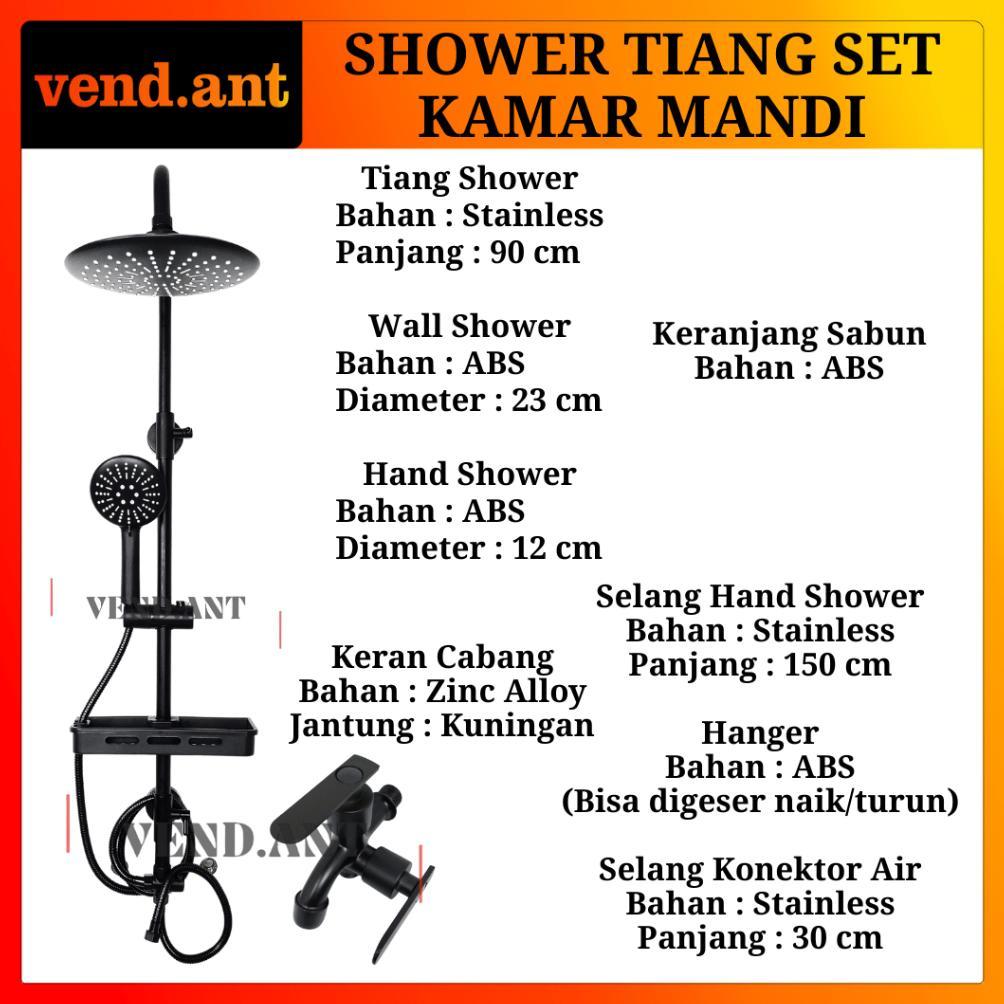 Shower Tiang Set Kamar Mandi Hitam Black Shower set