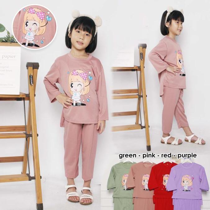 Promo BELI 4 HARGA GROSIR Setelan One Set Anak Perempuan 8 9 10 11 12 13 Tahun / Setcel Stelan Baju 