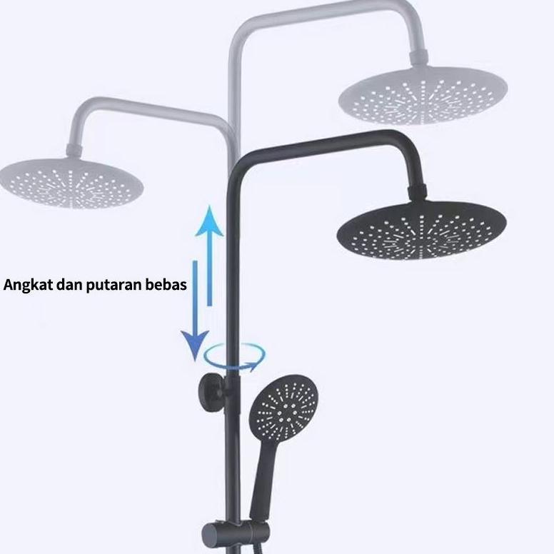 SUS304 Shower Kamar Mandi Rain + Keran Cabang Shower Mandi Set Stainless  Shower Kamar Mandi  Hitam/