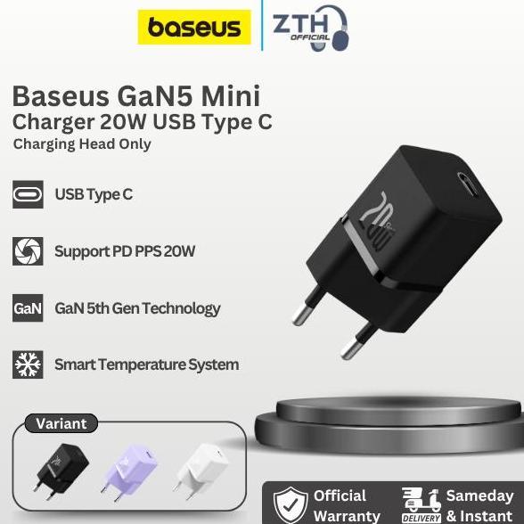 Baseus GaN5 Fast Charger 20W GaN PD USB Type C Android