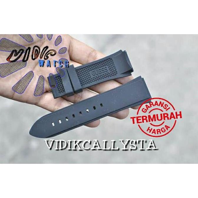 DR113 >> TALI JAM GUESS PRIA HITAM KARET RUBBER STRAP GUESS MAN BLACK SILICONE