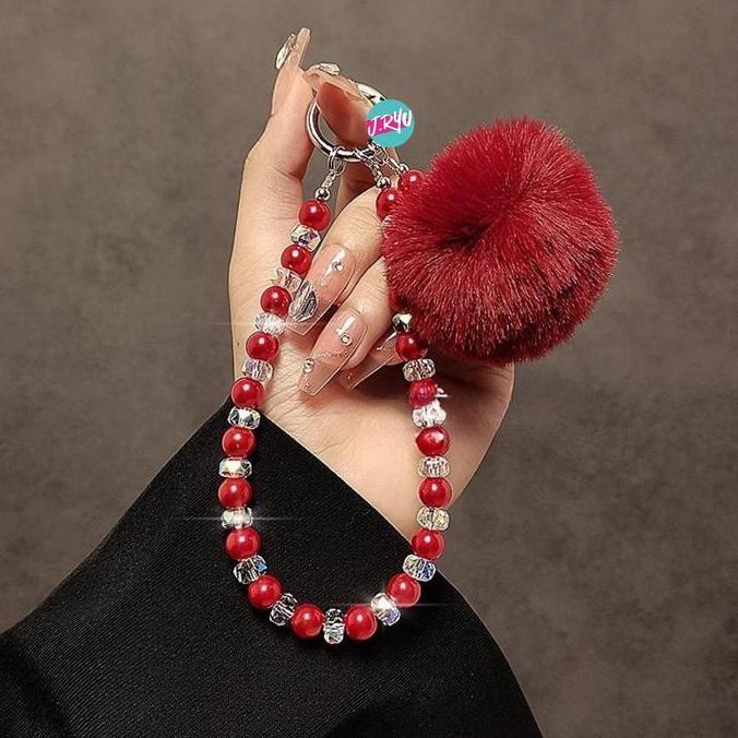 DR171 - JRYU Gantungan HP Korea TARA Crystal Furball gantungan gelang kristal gantungan tas gantunga