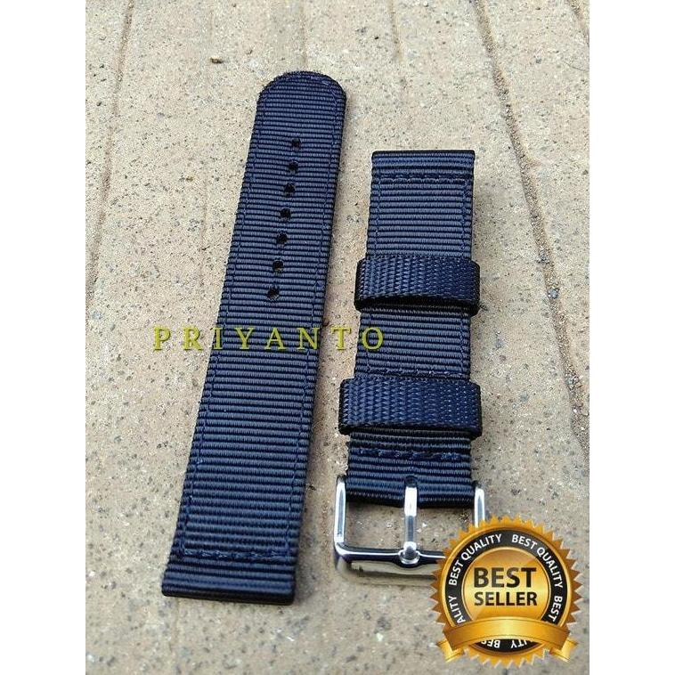 DF191>> STRAP TALI JAM TANGAN CANVAS SEIKO ORIGINAL 22 24 26 MM HITAM
