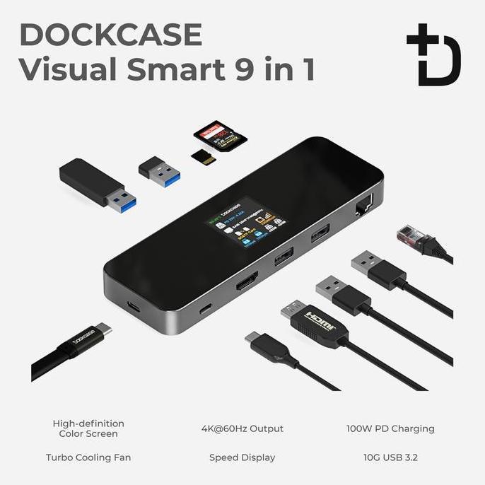 BEBAS ONGKIR - Dockcase 9 IN 1 USB-C Hub Visual Smart
