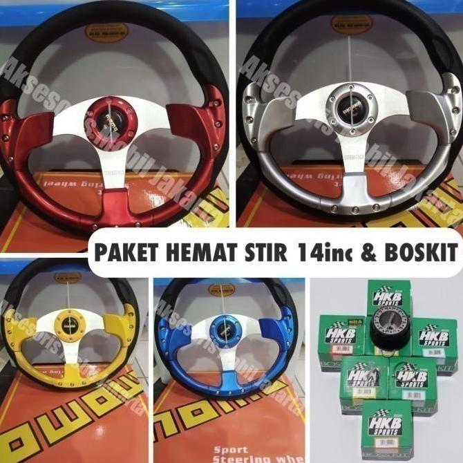 PAKET STIR RACING MOMO 14INCH PLUS BOSKIT MOBIL SOLUNA Original