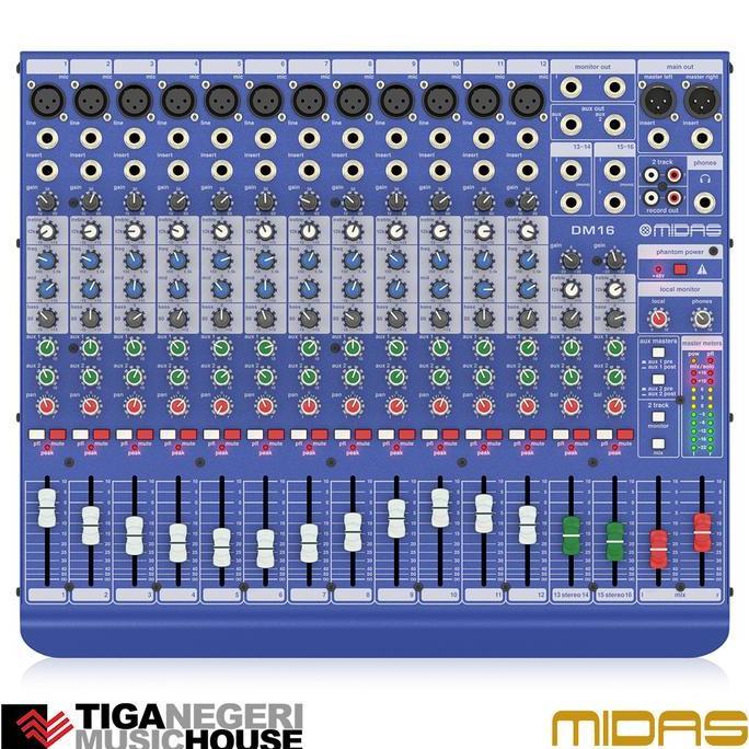 MIDAS DM16 16 INPUT MIXER WITH MIDAS MICROPHONE PREAMPLIFIERS ORIGINAL DAN TERPERCAYA