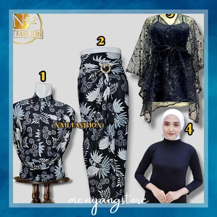 Ow42 By05 Couple batik kemeja lengan panjang include manset dan outer seragaman keluarga Murah Hemat