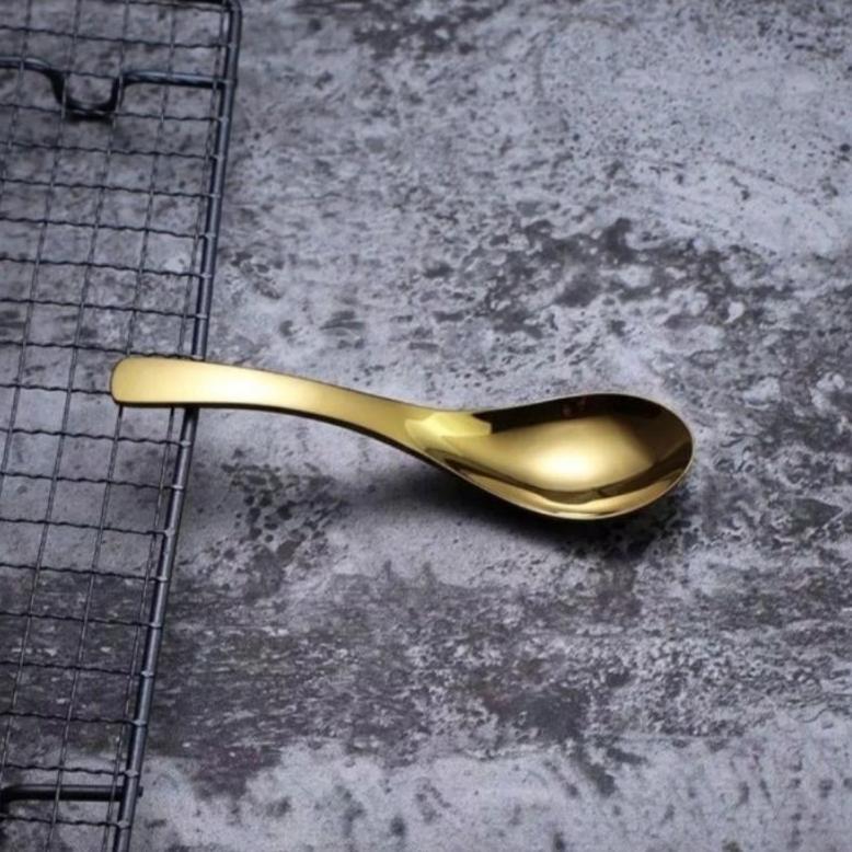 (1 LUSIN) SENDOK MAKAN BEBEK STAINLESS WARNA EMAS ROSE GOLD SUPER TEBAL DAN MEWAH Sendok