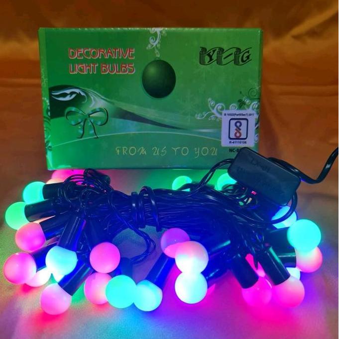 Promo Lampu Natal Bola Warna Warni Cod
