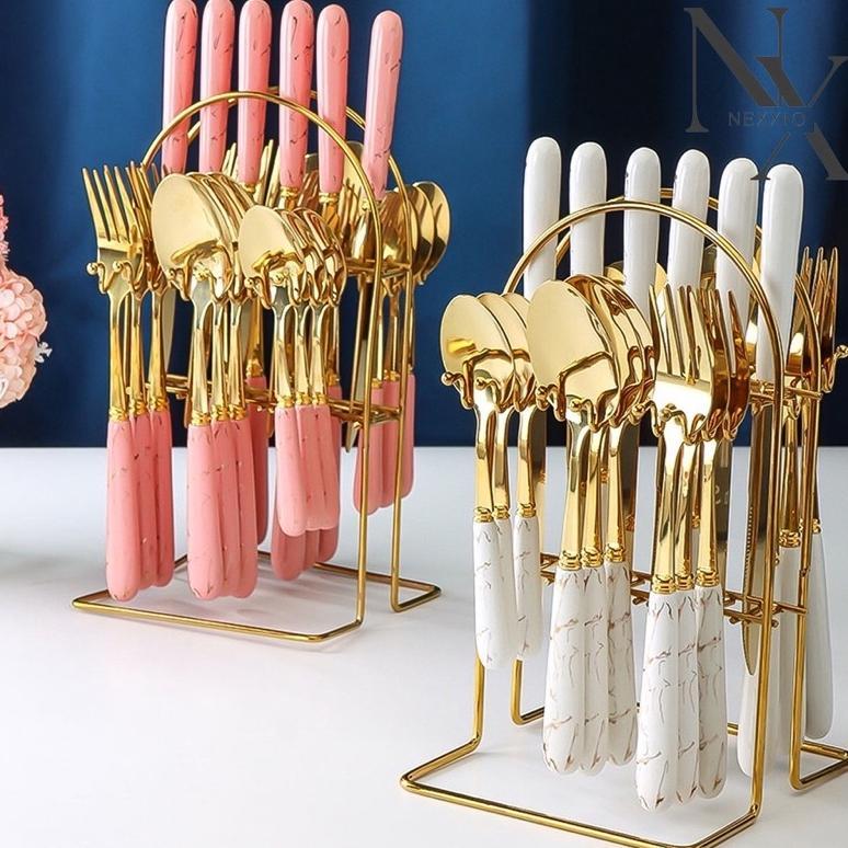 Sendok Set Marble Gold / Sendok Set Gold Sendok