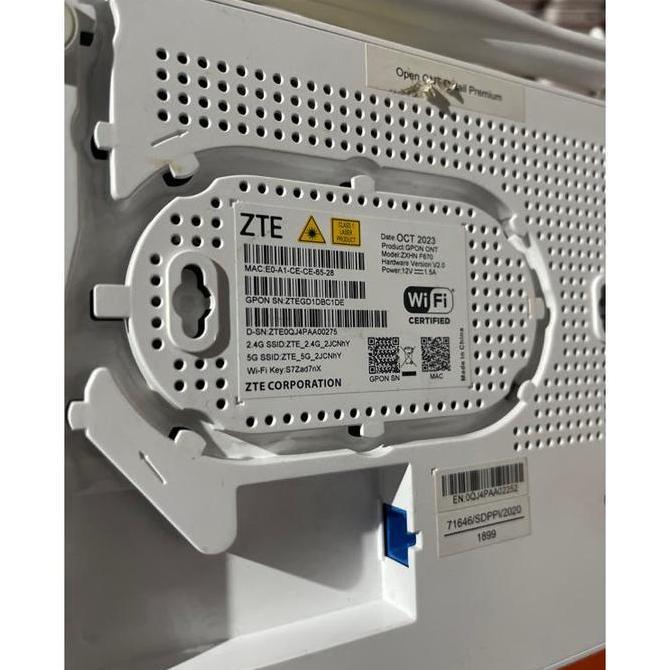 ONT GPON ZTE F670 Premium 5G Antena 6 Plus Adaptor Original