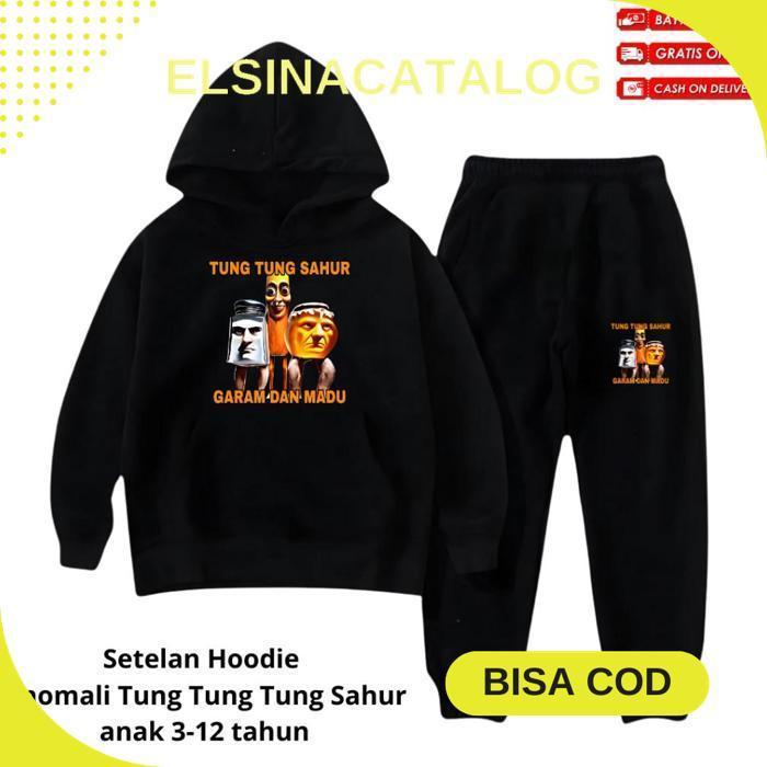 COD fg-7 gf-5 Setelan Baju Hoodie Anak Motif Anomali Tungtungtung Sahur Cappuccino Assassino Garam M