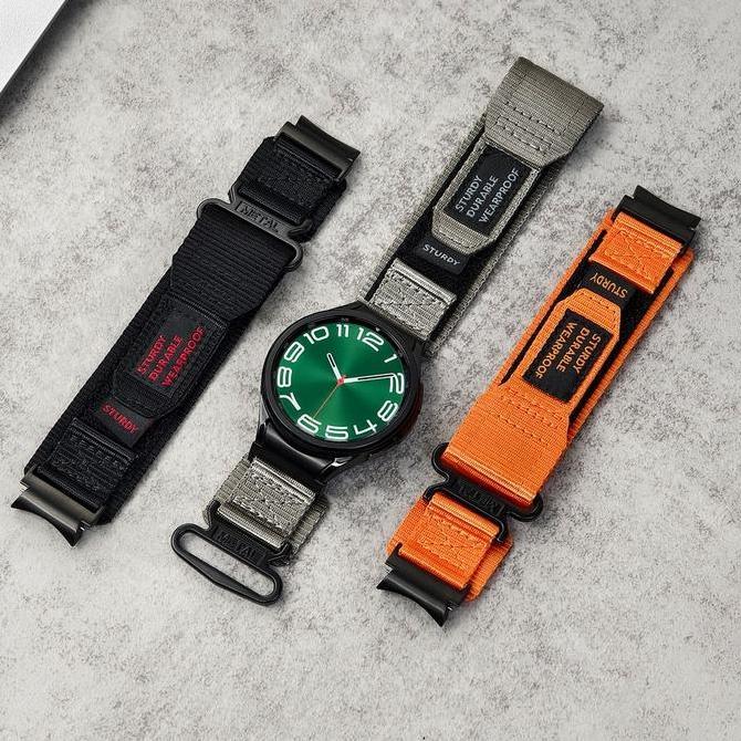 DF207>> Strap Nylon canvas sport cocok untuk SAMSUNG GALAXY Watch ULTRA 8 Classic 40mm 44mm 46mm Nat