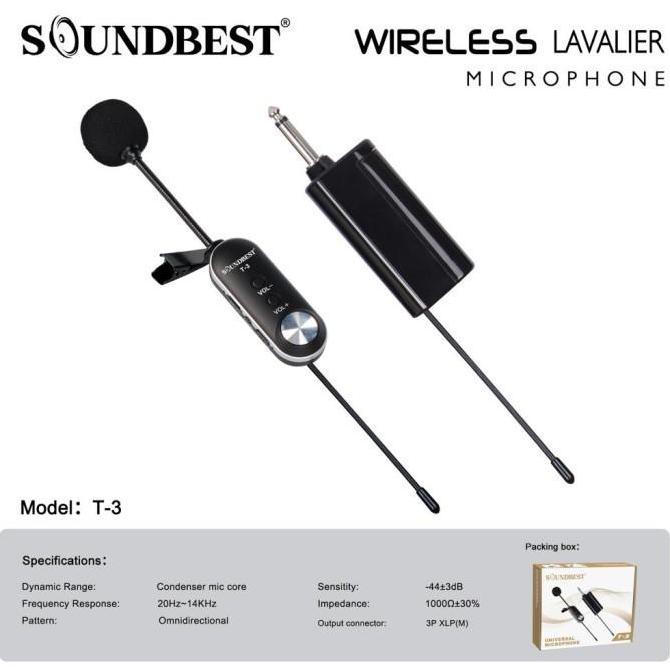 mic wireless soundbest t3 t 3 1mic clip on baterai charger ORIGINAL Original