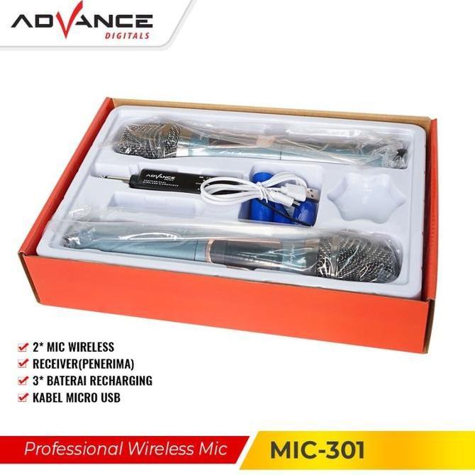 Advance MIC-301 Double Digital Mic Wireless Microphone Metalic Original