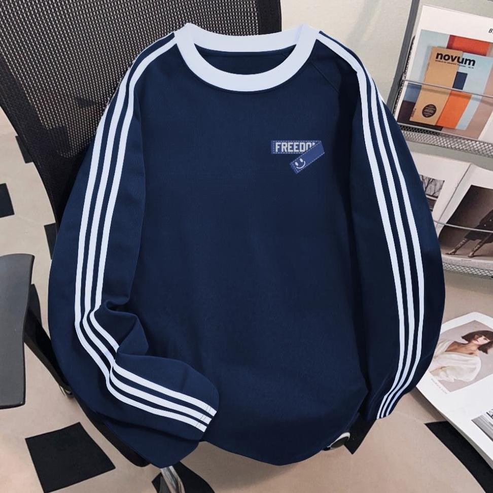 Fn-56 Kemeja Wanita Korea Style Oversize Vision Premium Kaos Lengan Panjang Tiga Garis Korea Premium