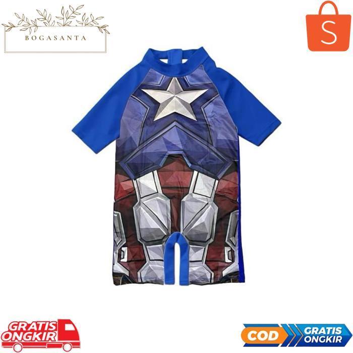 PL30 Ok75 HOMEKIDS9 Baju Renak Anak Bayi Laki Laki 0-12 Tahun Captain America Berkualitas Sale