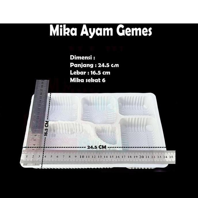 Terlaris Mika Tray Makanan Bento Sekat 6 Isi 50 Pcs Mika Ayam Gemes Putih Susu