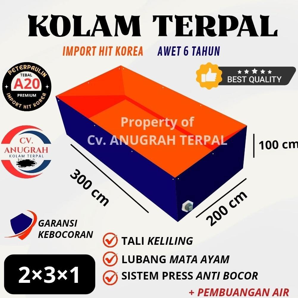 PROMO Terpal Kolam Terpal ikan kotak A20 300x200x100 / 200x300x100 / 3x2x100 / 2x3x1 Kolam terpal bu