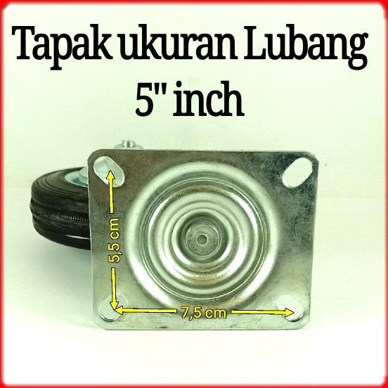 Roda troli 5"(2H+2M) roda karet etalase trolley gerobak 5 inch Roda Troli