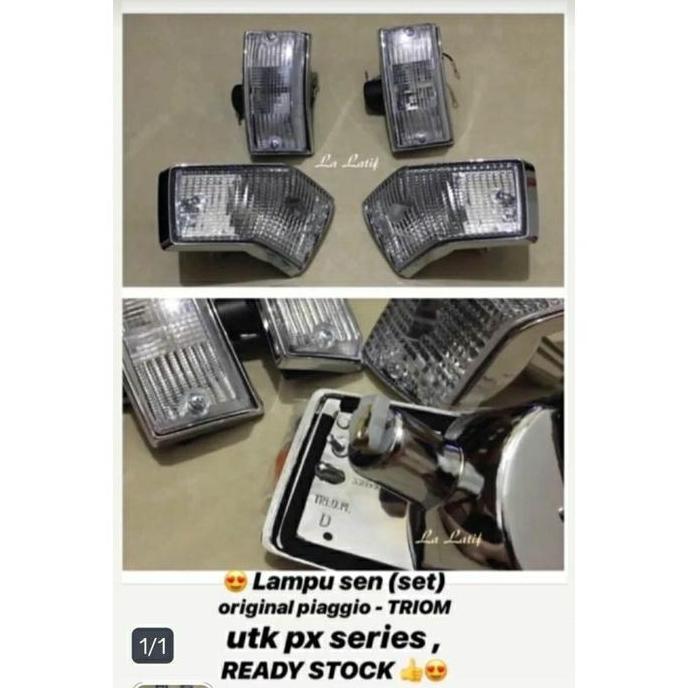 Lampu sen set Triom Piaggio mika bening utk PX, Excel dkk