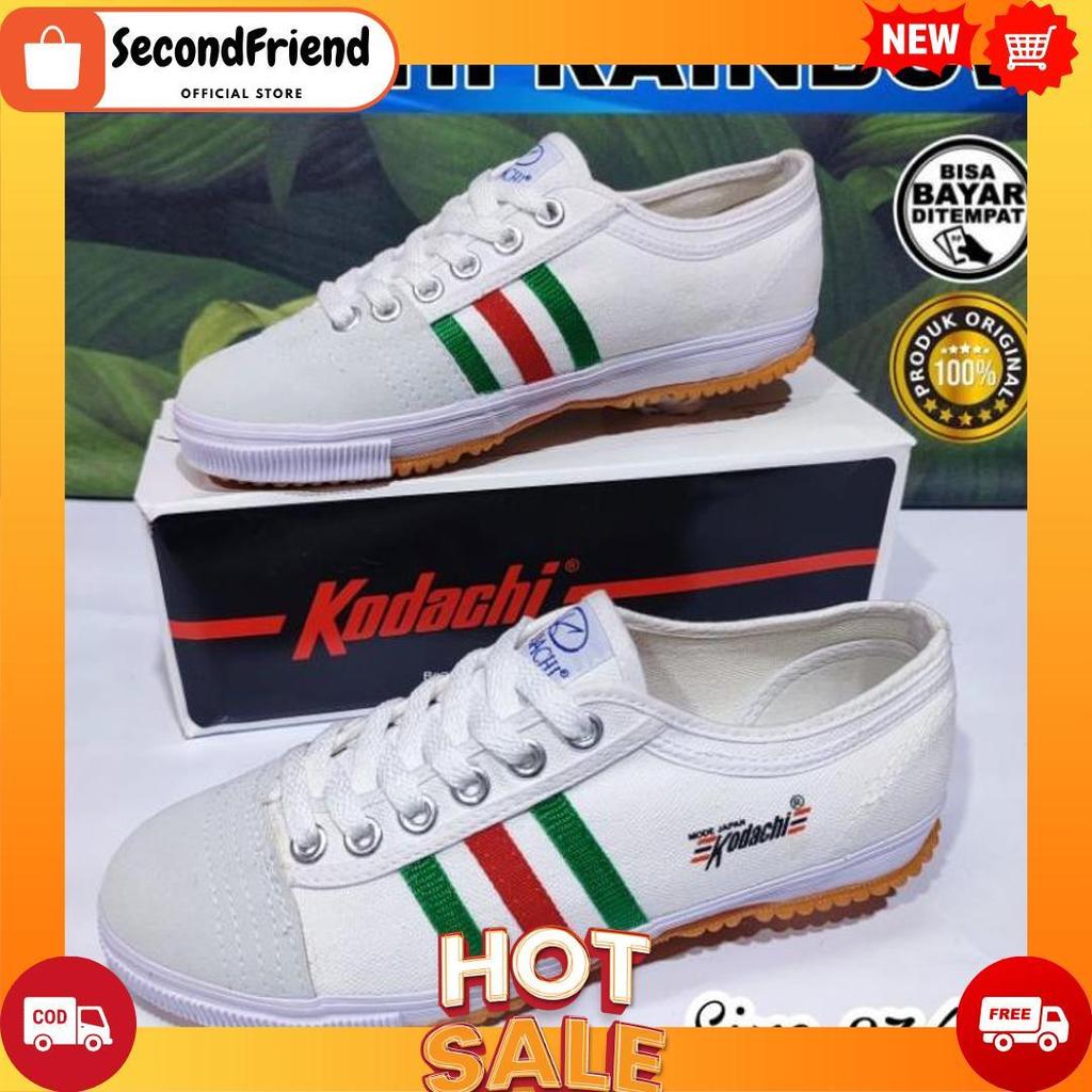 KODACHI SEPATU CAPUNG BADMINTON VOLLY COWOK DEWASA KODACI RAINBOW JADUL PUTIH SOL KARET ANTI SLIP 37