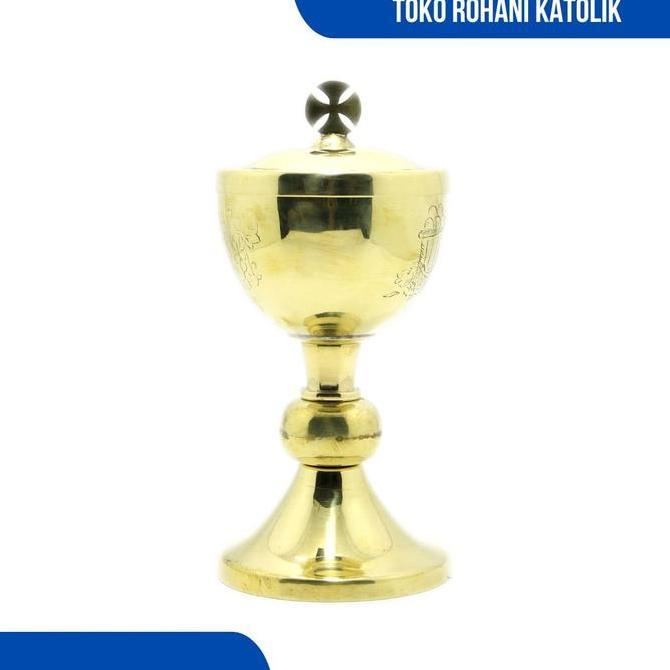 SIBORI TEMPAT HOSTI KATOLIK / PERALATAN MISA KATOLIK / SIBORI KUNINGAN IQB