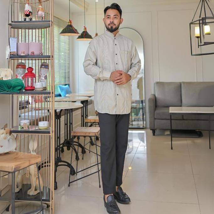 Promo REV Jas Koko Pria Motif Kotak List Putih Fashion Muslim Pria Dewasa Semi Wool COD