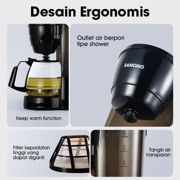 SAMONO Coffee Maker SW-CMB06B Black - GARANSI RESMI