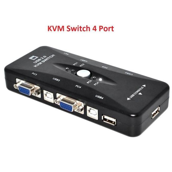 KVM SWITCH 4 PORT USB 2.0 SUPPORT SHARING PRINTER - KVM + 4 KABEL ORIGINAL DAN TERPERCAYA