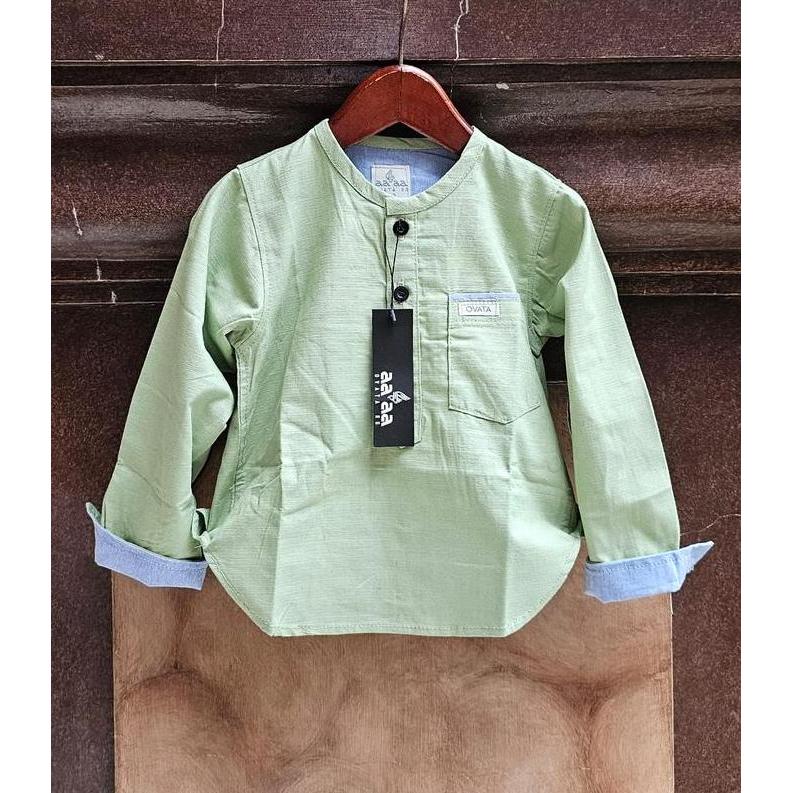 Promo baju koko original ovata anak terlaris 1-14 tahun lengan panjang polos warna hijau sage COD