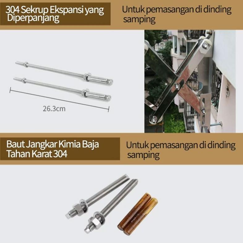 Jemuran lipat dinding / Jemuran dinding lipat / Jemuran Baju Pakaian Dinding 100cm 160CM-200CM/Jemur