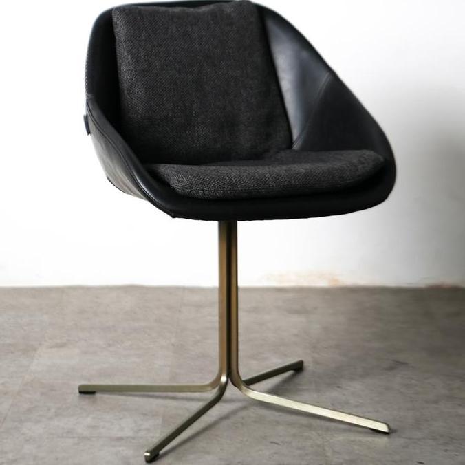 Terlaris Mauro Dining Working Leather Kursi Chair Stitch Kantor Office Black