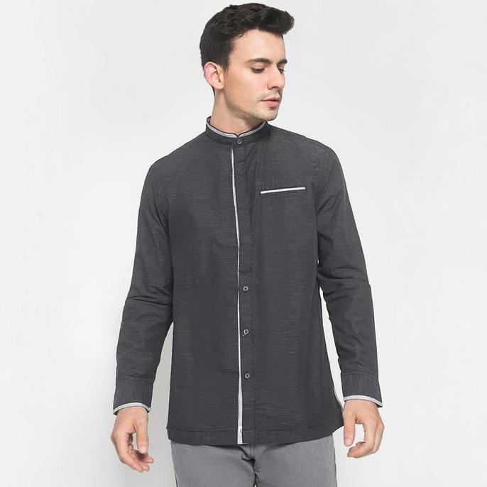 Promo LGS - Baju Koko Pria - Lengan Panjang - Hitam - CSH.286.S950K.275.C-L/S COD