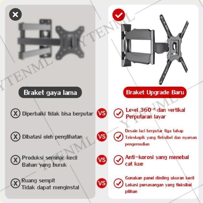 CODbracket tv 32 inch Bracket Tv Layar berputar 180 Kapasitas menahan beban 400KG braket TV LED 32-1