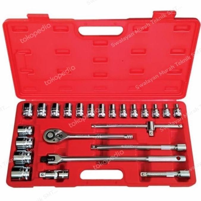 LIPPRO 3312MB KUNCI SOK SET 24PCS 1/2" 12PT SOCKET WRENCH 8MM-32MM CRV