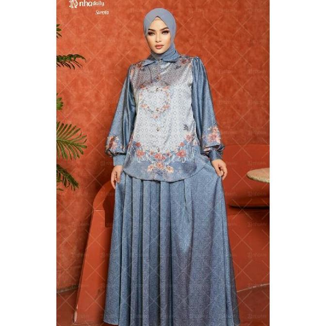Promo Setelan Pakaian Stevia By Nha Daily Muslim Cantik COD
