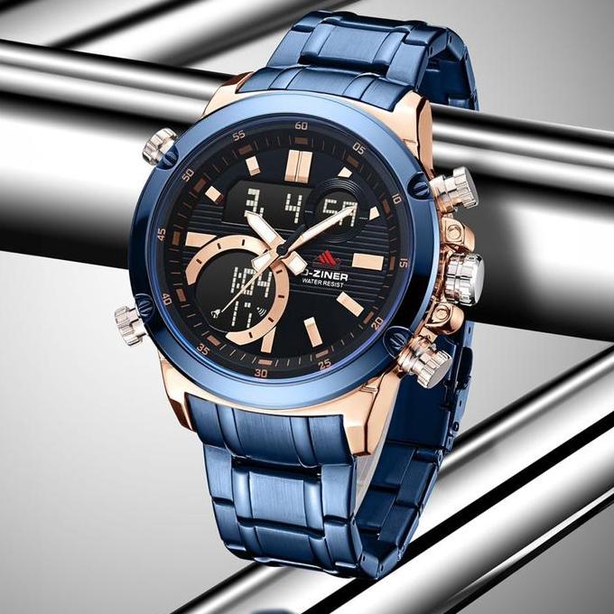 Promo Buy 1 get 1  Dziner Jam Tangan Pria 8333 Rantai Stainless Steel Double TIme Water Resistant 3 