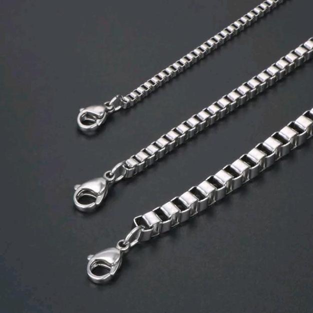 DR351 - Kalung titanium model italy 2 mm Elegan Silver Gold (K. italy Kaca)