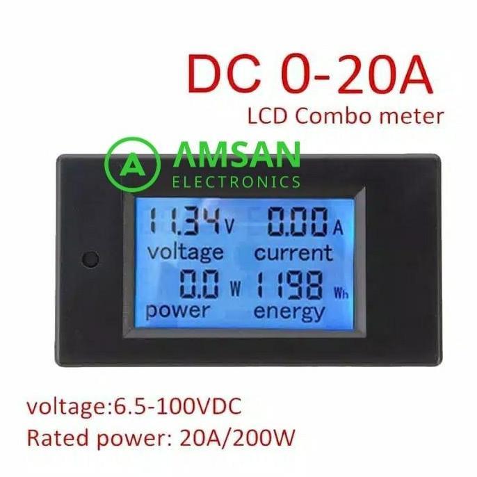 Peacefair PZEM-031 20A Kwh Energy Volt Ampere Watt meter DC 6.5-100V