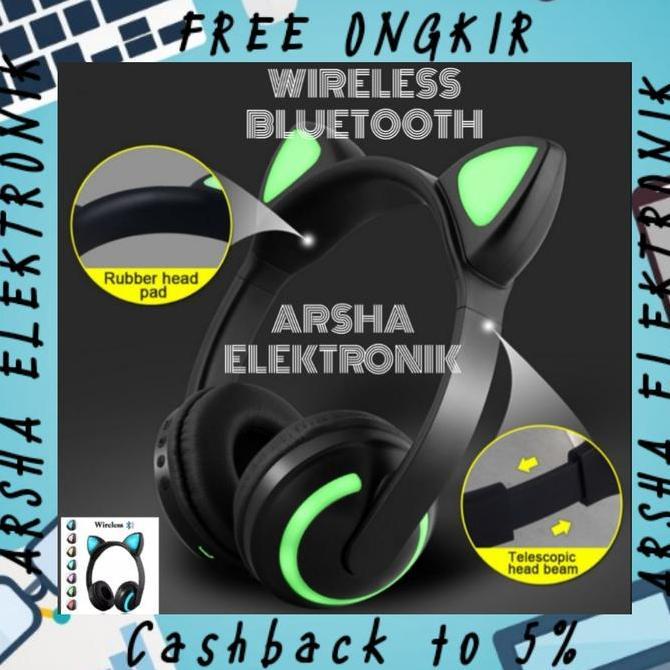 Headphone Kucing Gaming Headset / Ear Cat Bluetooth Wireless Gaming