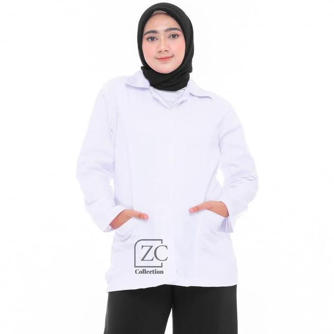 baju Dinas Putih Wanita kemeja dinas perawat kerah blazer kemeja dinas
