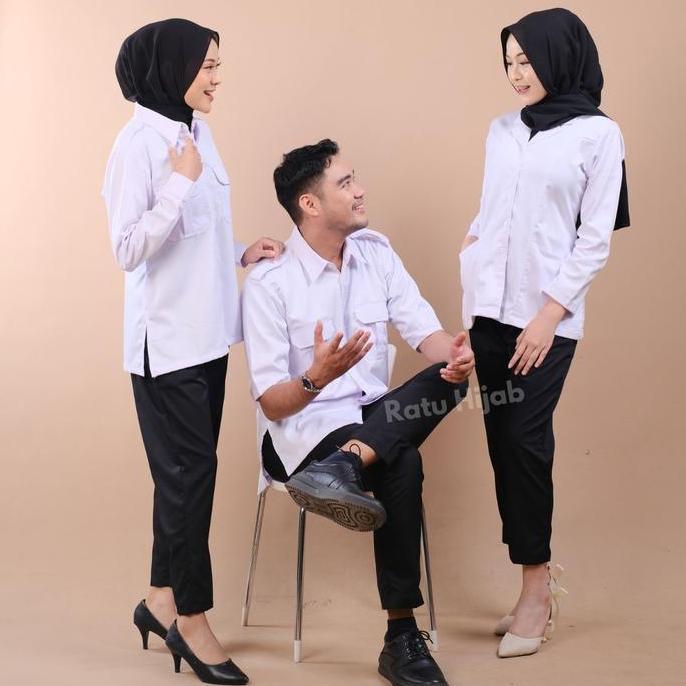 [RatuHijabCilacap] Baju Pdh Putih Wanita Atasan Seragam Putih Pns Wanita Baju Dinas Putih Pns Wanita